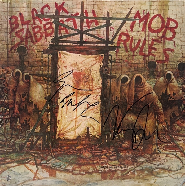 Black Sabbath: Geezer Butler & Vinny Appice Signed "Mob Rules" Album Cover (Beckett/BAS)