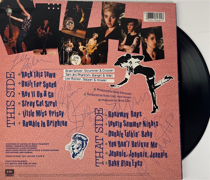 Stray Cats: Group Signed Built for Speed Album Cover w/ Vinyl (REAL LOA)