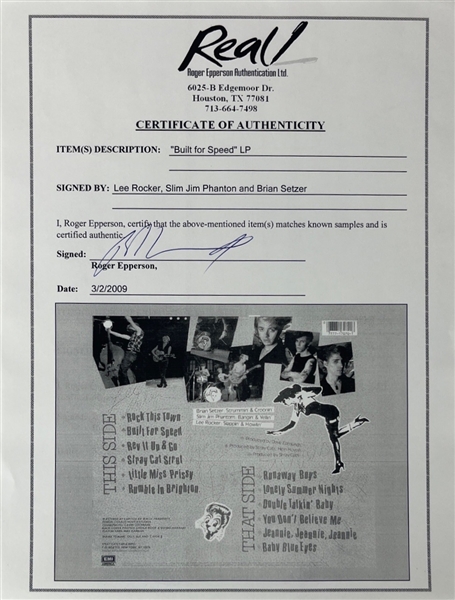 Stray Cats: Group Signed Built for Speed Album Cover w/ Vinyl (REAL LOA)