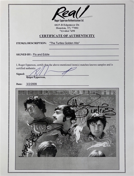 The Turtles: Flo & Eddie Signed Greatest Hits Album Cover (REAL LOA)