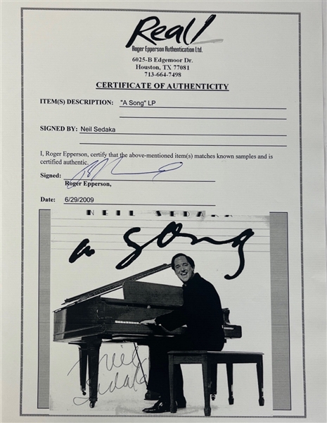 Neil Sedaka Signed A Song Album Cover w/ Vinyl (REAL LOA)