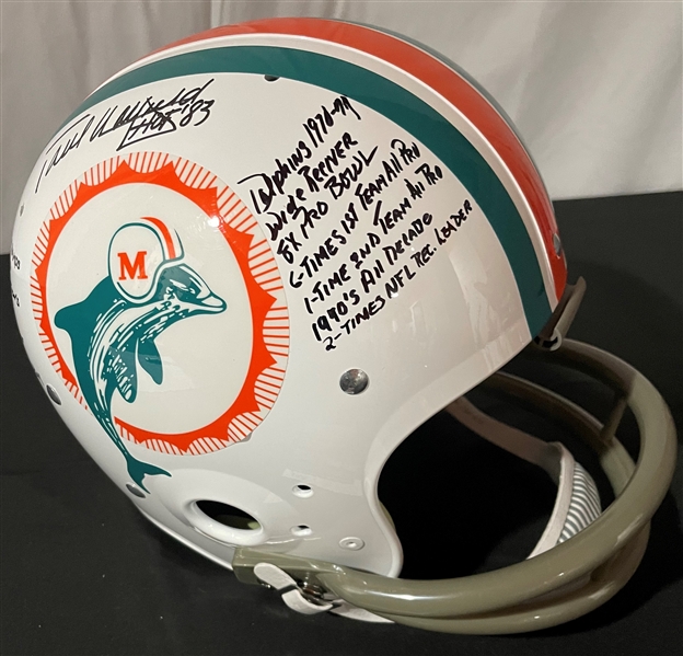 Paul Warfield Signed & Heavily Inscribed Miami Dolphins Helmet (JSA COA)