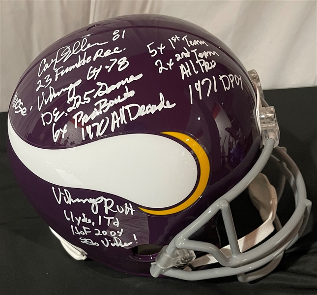 Carl Eller Signed & Heavily Inscribed Full Size Minnesota Vikings Helmet (JSA COA)