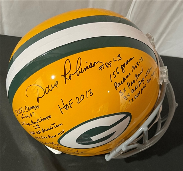 Dave Robinson Signed & Heavily Inscribed Green Bay Packers Helmet (JSA)