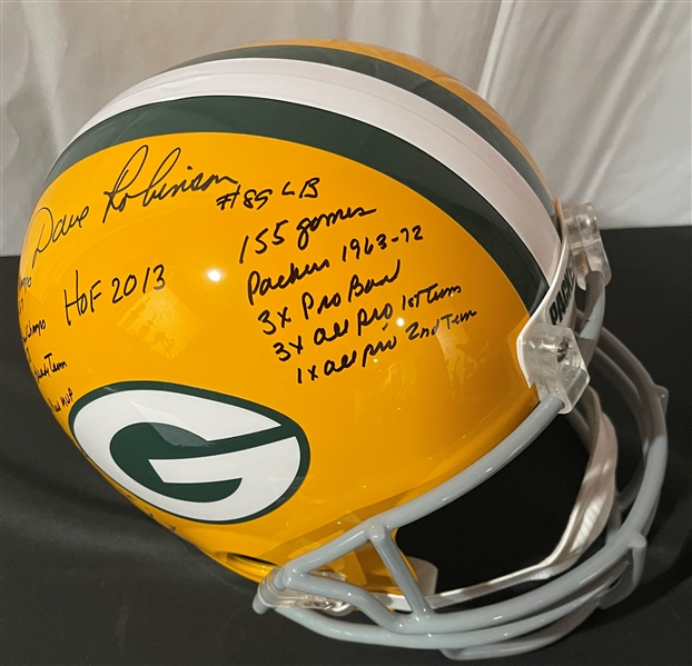 Dave Robinson Signed & Heavily Inscribed Green Bay Packers Helmet (JSA)