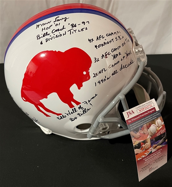 Marv Levy Signed & Heavily Inscribed Full Sized Buffalo Bills Helmet (JSA COA)