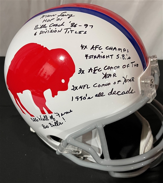 Marv Levy Signed & Heavily Inscribed Full Sized Buffalo Bills Helmet (JSA COA)