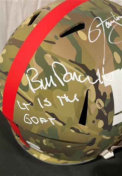Lawrence Taylor & Bill Parcells Signed & Inscribed Camo NY Replica Helmet (JSA)