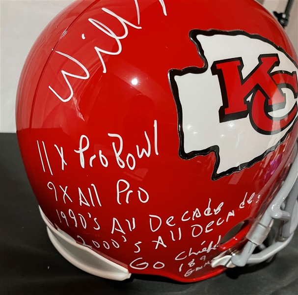 Willie Roaf Signed & Stat Inscribed KC Chiefs Replica Helmet (JSA COA)
