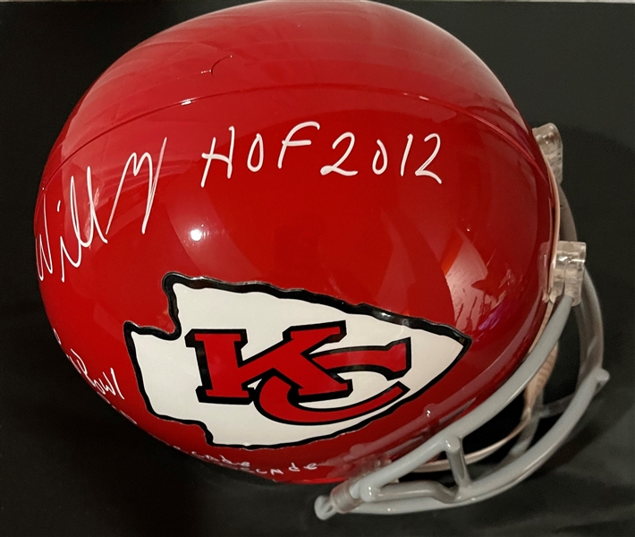 Willie Roaf Signed & Stat Inscribed KC Chiefs Replica Helmet (JSA COA)