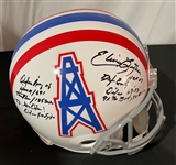 Elvin Bethea Signed & Stat Inscribed Oilers Replica Helmet (JSA Witnessed)