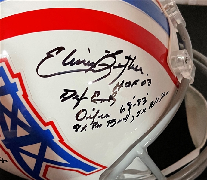 Elvin Bethea Signed & Stat Inscribed Oilers Replica Helmet (JSA Witnessed)
