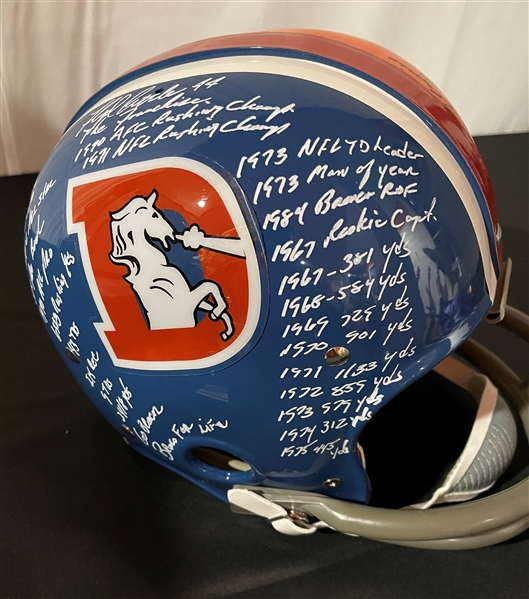 Floyd Little Signed & Heavily Stat Inscribed Custom Dual Broncos and Syracuse TK Helmet (JSA Witnessed)