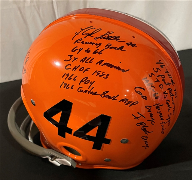 Floyd Little Signed & Heavily Stat Inscribed Custom Dual Broncos and Syracuse TK Helmet (JSA Witnessed)