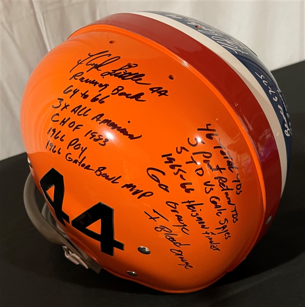 Floyd Little Signed & Heavily Stat Inscribed Custom Dual Broncos and Syracuse TK Helmet (JSA Witnessed)