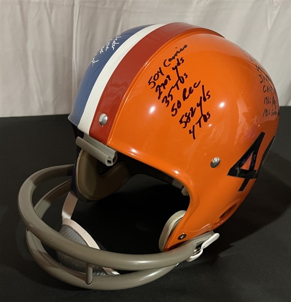Floyd Little Signed & Heavily Stat Inscribed Custom Dual Broncos and Syracuse TK Helmet (JSA Witnessed)