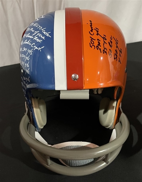 Floyd Little Signed & Heavily Stat Inscribed Custom Dual Broncos and Syracuse TK Helmet (JSA Witnessed)