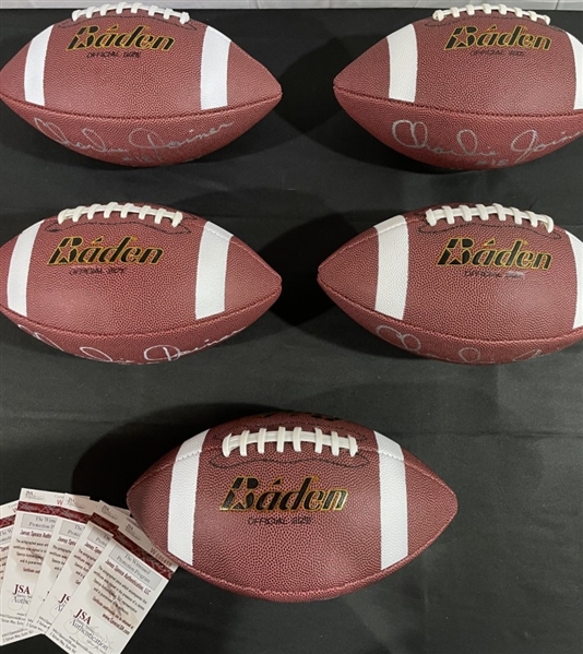 Lot of Five (5) HOF'er Charlie Joiner Signed & Inscribed Footballs (JSA Witnessed)