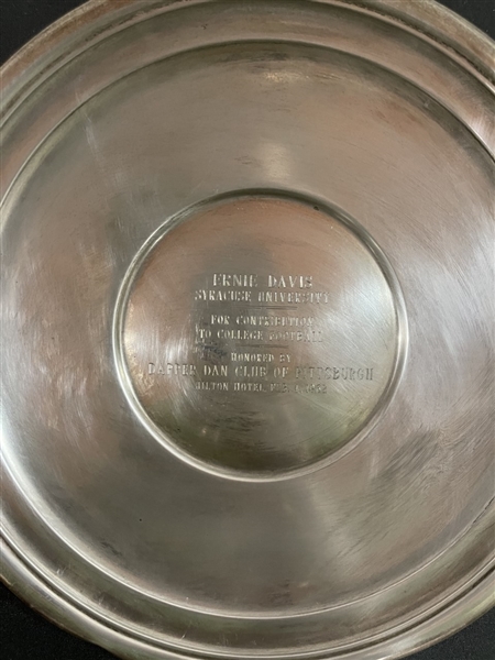 Ernie Davis Personally Owned & Super Rare Engraved 1961 Dapper Dan Club Silver Platter