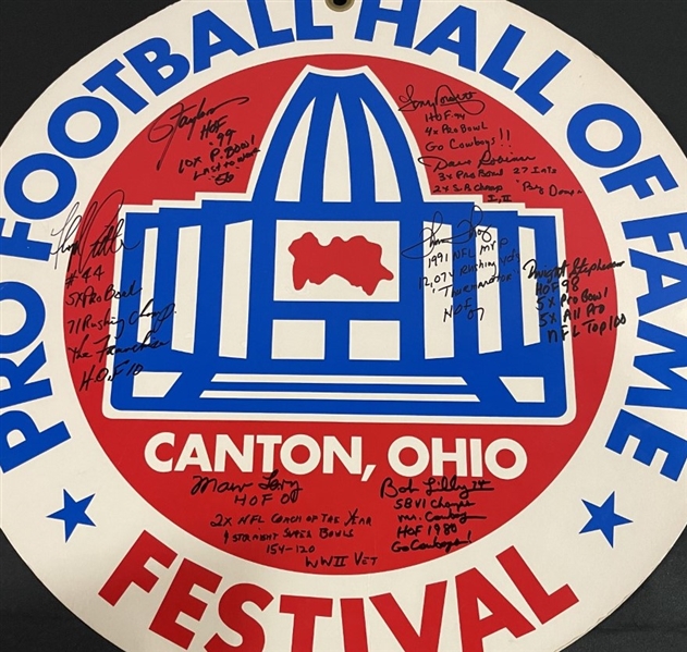 Vintage Canton Ohio Multi-Signed HOF'er Display Piece w/ Dorsett, Little, Lilly, & More! (8 Sigs)(Third Party Guaranteed)