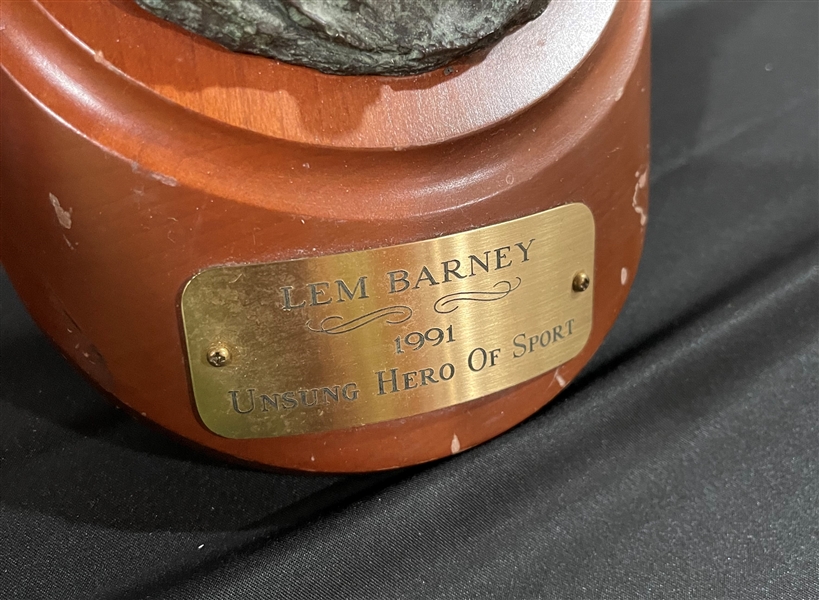 Lem Barney Personally Owned 1991 Unsung Hero of Sport Award 