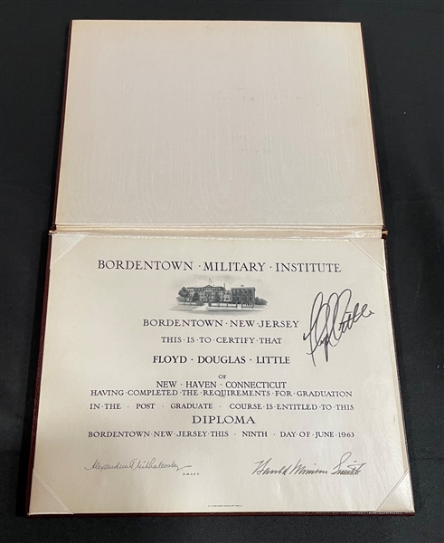 Floyd Little Signed Bordentown Military Academy Diploma (Third Party Guaranteed)