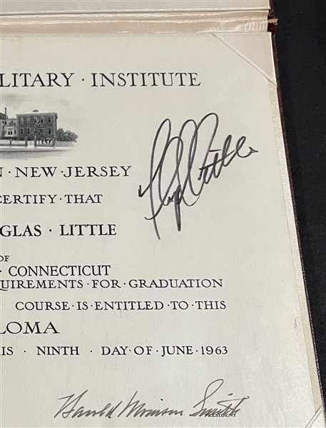 Floyd Little Signed Bordentown Military Academy Diploma (Third Party Guaranteed)