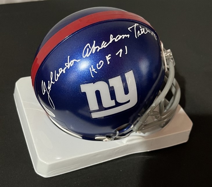 Y.A Tittle "Yelberton Abraham Tittle" Signed Giants Mini-Helmet (JSA COA)