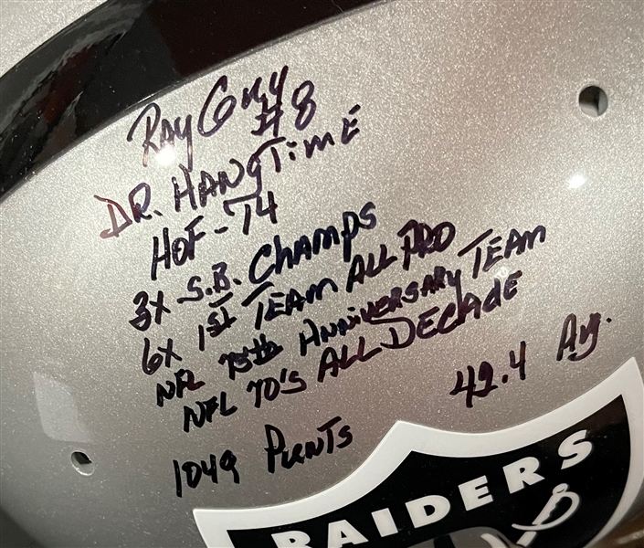 Ray Guy Signed & Inscribed Oakland Raiders TK Suspension Helmet (PSA/DNA)