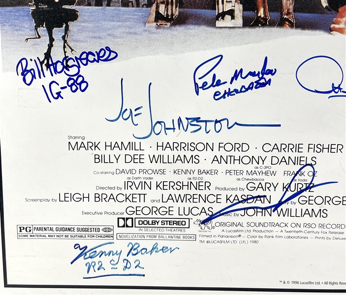 Star Wars The Empire Strikes Back Cast Signed Full Sized Movie Poster with Hamill, Fisher, Lucas, etc. (19 Sigs)(Beckett/BAS LOA)