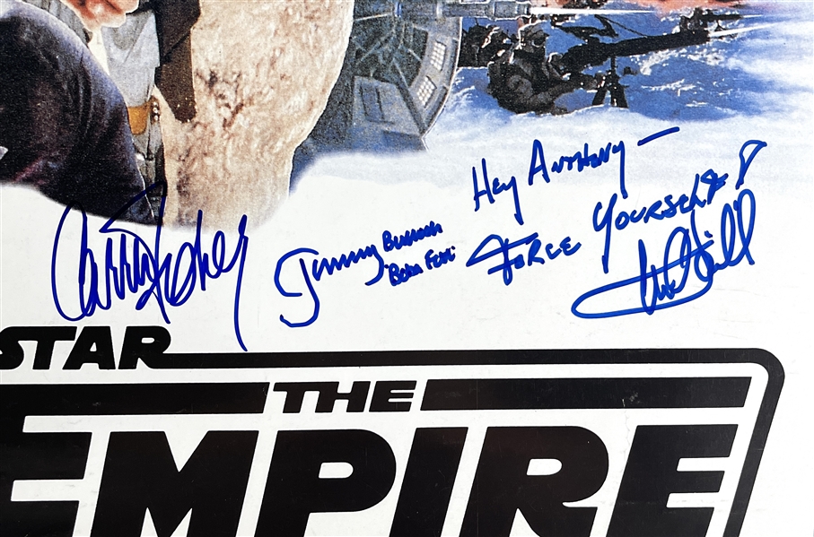 Star Wars The Empire Strikes Back Cast Signed Full Sized Movie Poster with Hamill, Fisher, Lucas, etc. (19 Sigs)(Beckett/BAS LOA)