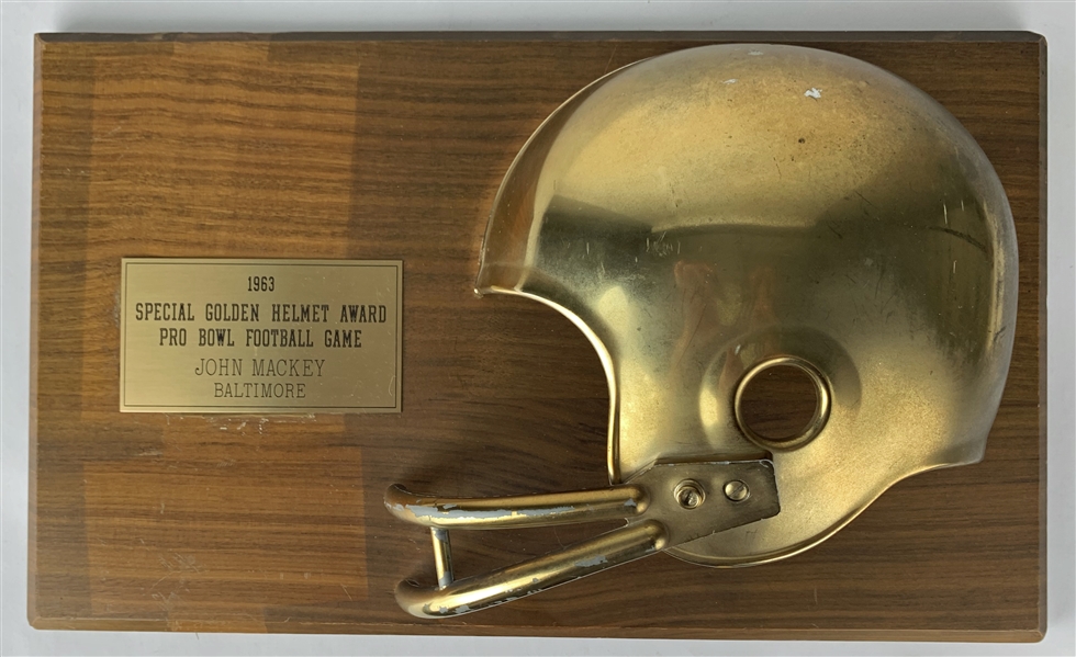 John Mackey Golden Helmet Award From 1963 East-West Pro Bowl -- With LOA From Mackey!