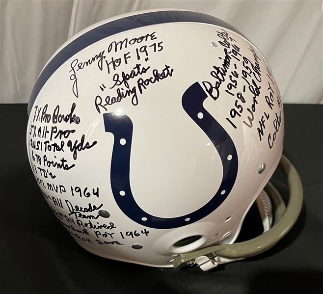 Lenny Moore Signed & Heavily Stat Inscribed TK Colts Helmet (JSA Witnessed)