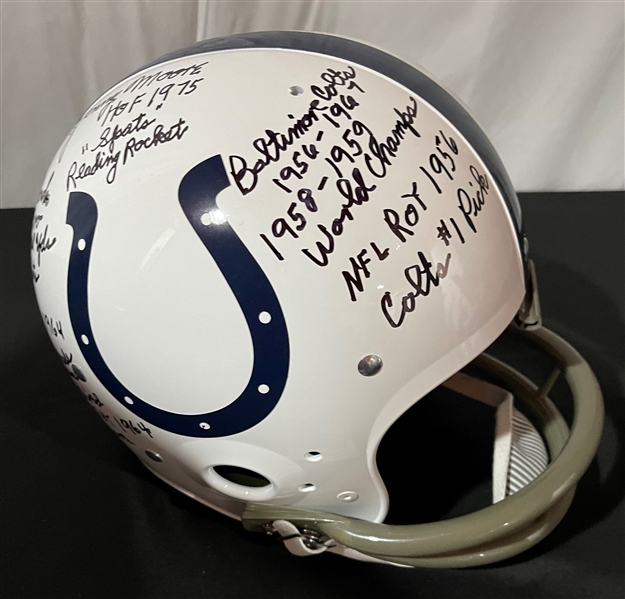 Lenny Moore Signed & Heavily Stat Inscribed TK Colts Helmet (JSA Witnessed)