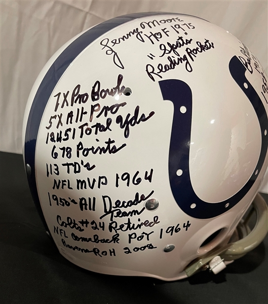 Lenny Moore Signed & Heavily Stat Inscribed TK Colts Helmet (JSA Witnessed)