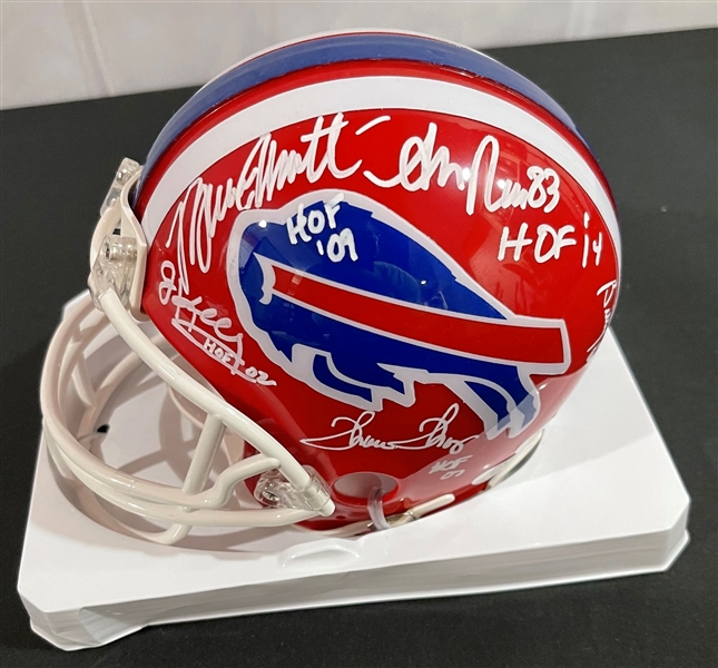 Bills HOF Multi-Signed Mini Helmet w/ Levy, Kelly, & More! (7 Sigs)(JSA/Third Party Guaranteed)