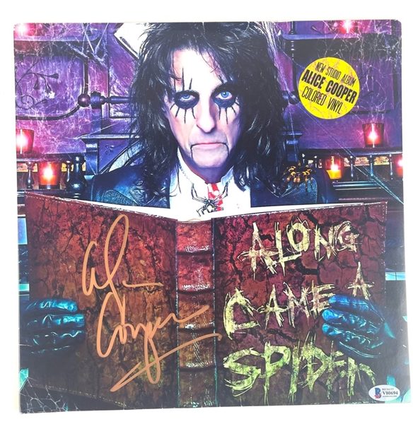 Alice Cooper Signed Along Came A Spider Album Cover (Beckett/BAS)