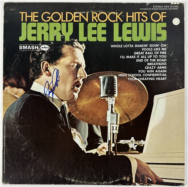 Jerry Lee Lewis Signed The Golden Rock Hits of Jerry Lee Lewis Album Cover (JSA ALOA)