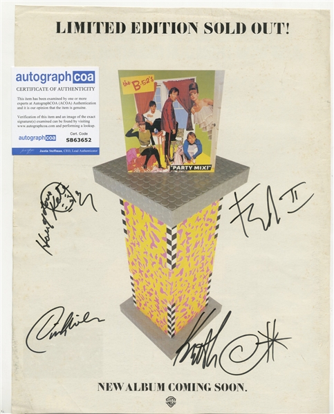 B52s Group Signed 11" x 14" Mini Poster (4 Sigs)(ACOA)