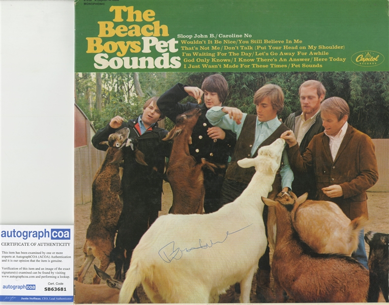 Brian Wilson Signed Pet Sounds Album Cover (ACOA)