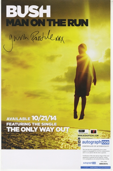 Bush: Gavin Rossdale Signed 12 x 20 Mini Poster (ACOA)