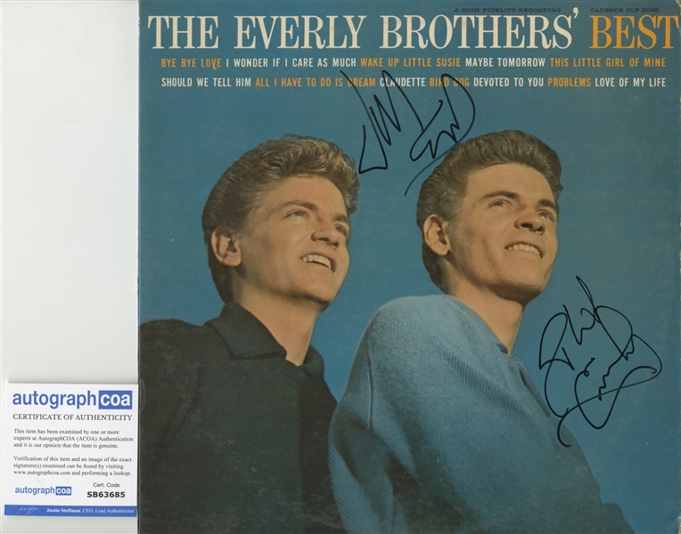 Everly Brothers Dual Signed “Best” Album Cover (ACOA)