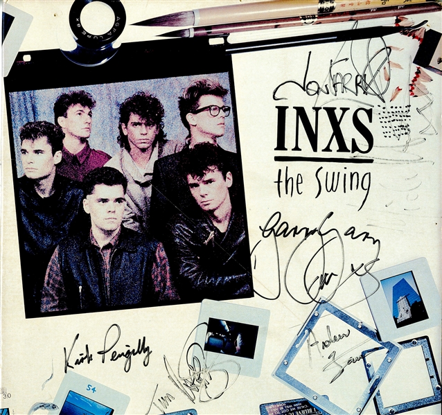 INXS: Group signed The Swing Album Cover (6 Sigs)(ACOA)