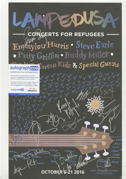 Multi-Signed Lamped USA 11 x 17 Poster w/ Robert Plant & More! (AOCA)