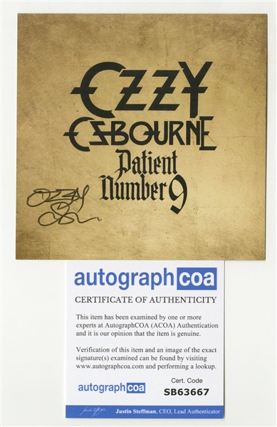 Ozzy Osbourne Signed Patient Number 9 Insert w/ CD (ACOA)