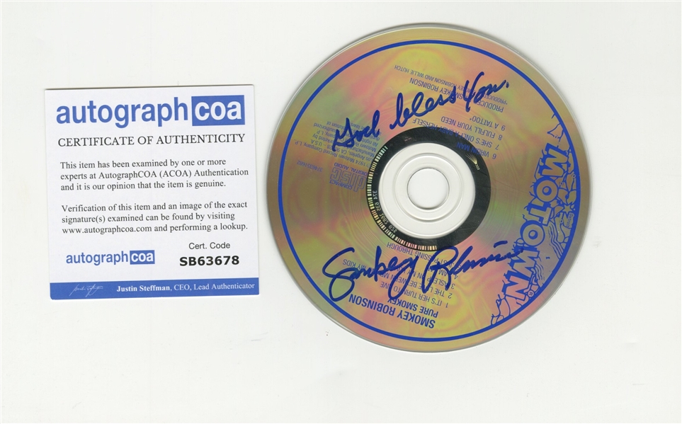Smokey Robinson Signed & Inscribed CD (ACOA)