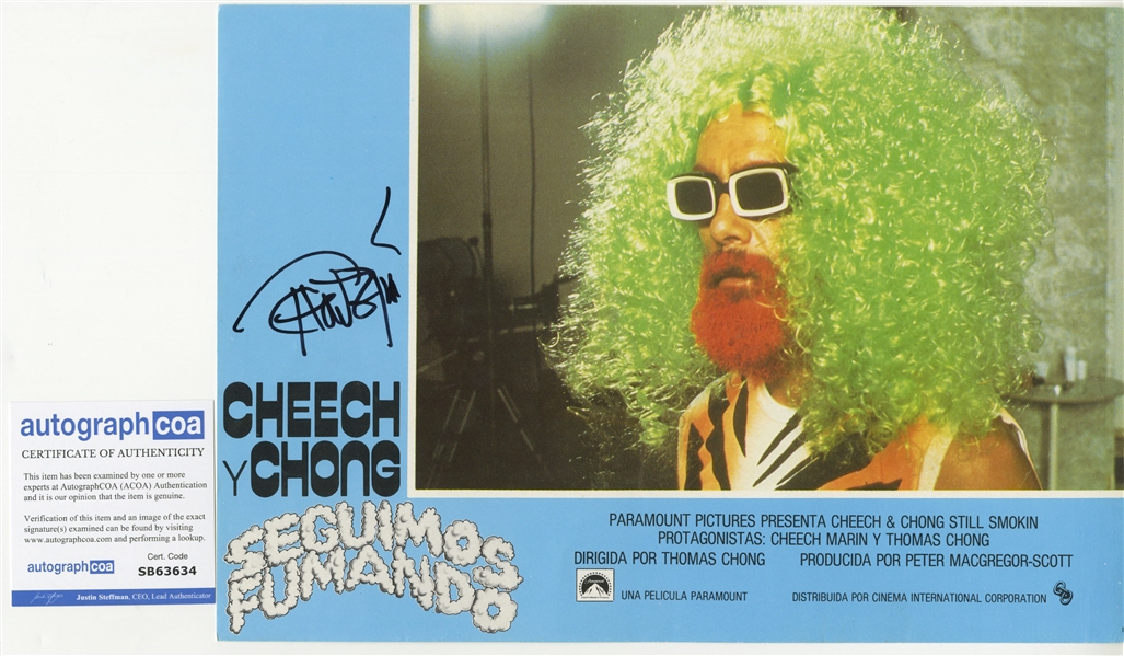 Lot of 2 Tommy Chong Signed Up In Smoke Lobby Cards (ACOA)