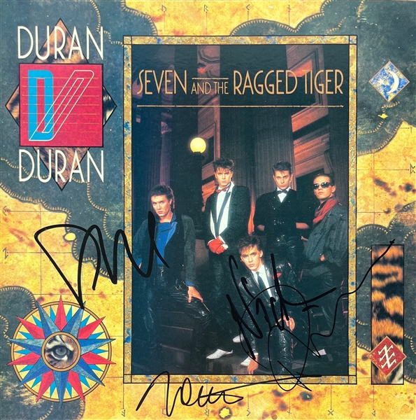 Duran Duran: Group Signed Seven and the Ragged Tiger Album Cover (4 Sigs)(Beckett/BAS)