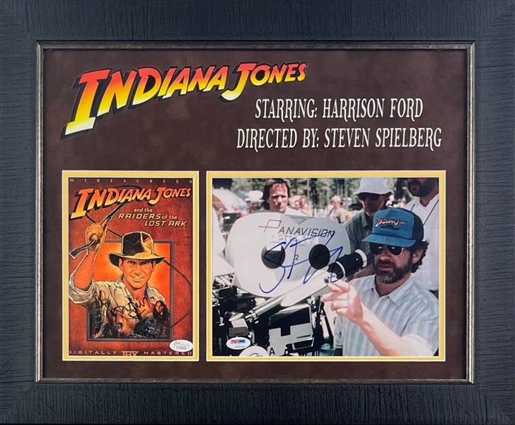 Indiana Jones: Harrison Ford & Steven Spielberg Signed Photos in Custom Display (JSA/PSA)