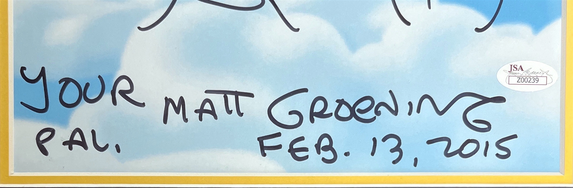 Matt Groening Signed Photo w/ Bart Sketch in Custom Display (JSA LOA)